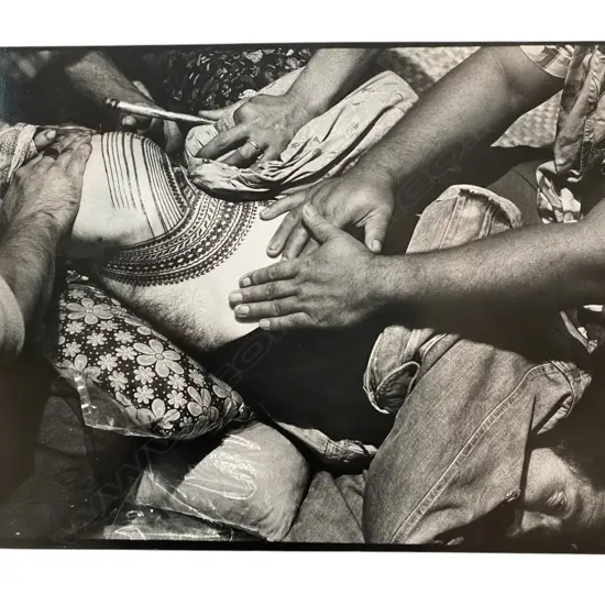 Mark Adams (1949-) - '3.4.1979. Grotto Road, Onehunga. Auckland. Tattooing Tony Fomison. Su'a Sulu'ape Paulo II. Tufuga tatatau: Solo Sese Lemamea',